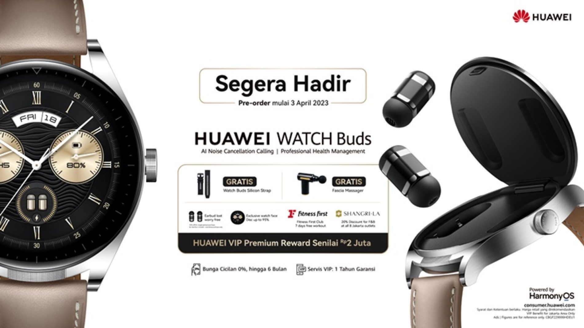 Perangkat 2 in1 Pertama di Indonesia Huawei Watch Buds 3 April Resmi Hadir